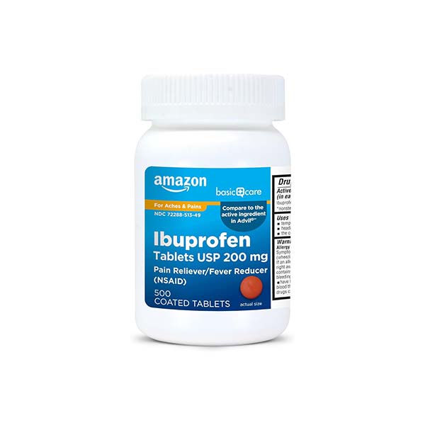 Amazon Basic Care Ibuprofen Tablets 200 mg, Pain Reliever/Fever Reducer, Body Aches, Headache, Arthritis Pain Relief and More, 500 Count (Packaging may vary)